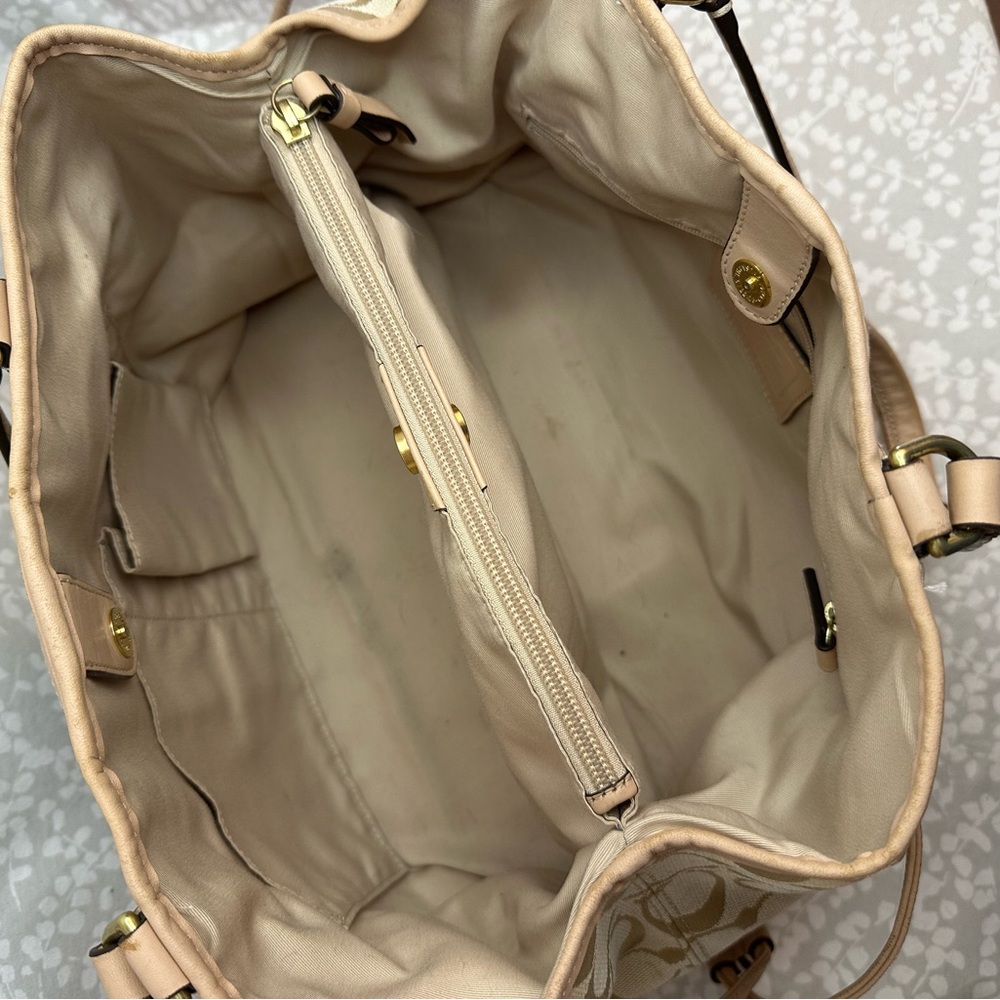 Coach Elegant Beige and Teal Designer Tote Bag F28501 - Picture 10 of 10